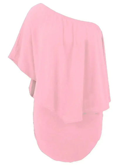 Pink Flounced Mini Dress | Multi-Way Shoulder Styles | Femstylo