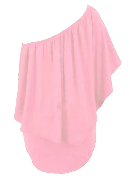 Pink Flounced Mini Dress | Multi-Way Shoulder Styles | Femstylo