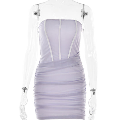 Women Clothing Tube Top off Neck Dress Fashionable Sexy Night Club Backless Hip