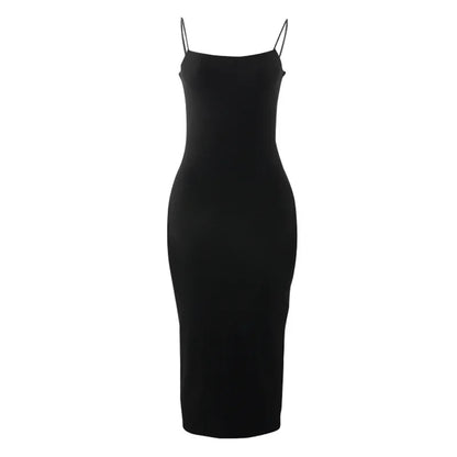 Black Backless Bodycon Maxi Dress | Gothic Spaghetti Strap Dress -femstylo